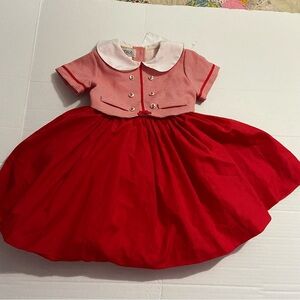 Baby girl size 4 vintage red white gingham dress full skirt pageant